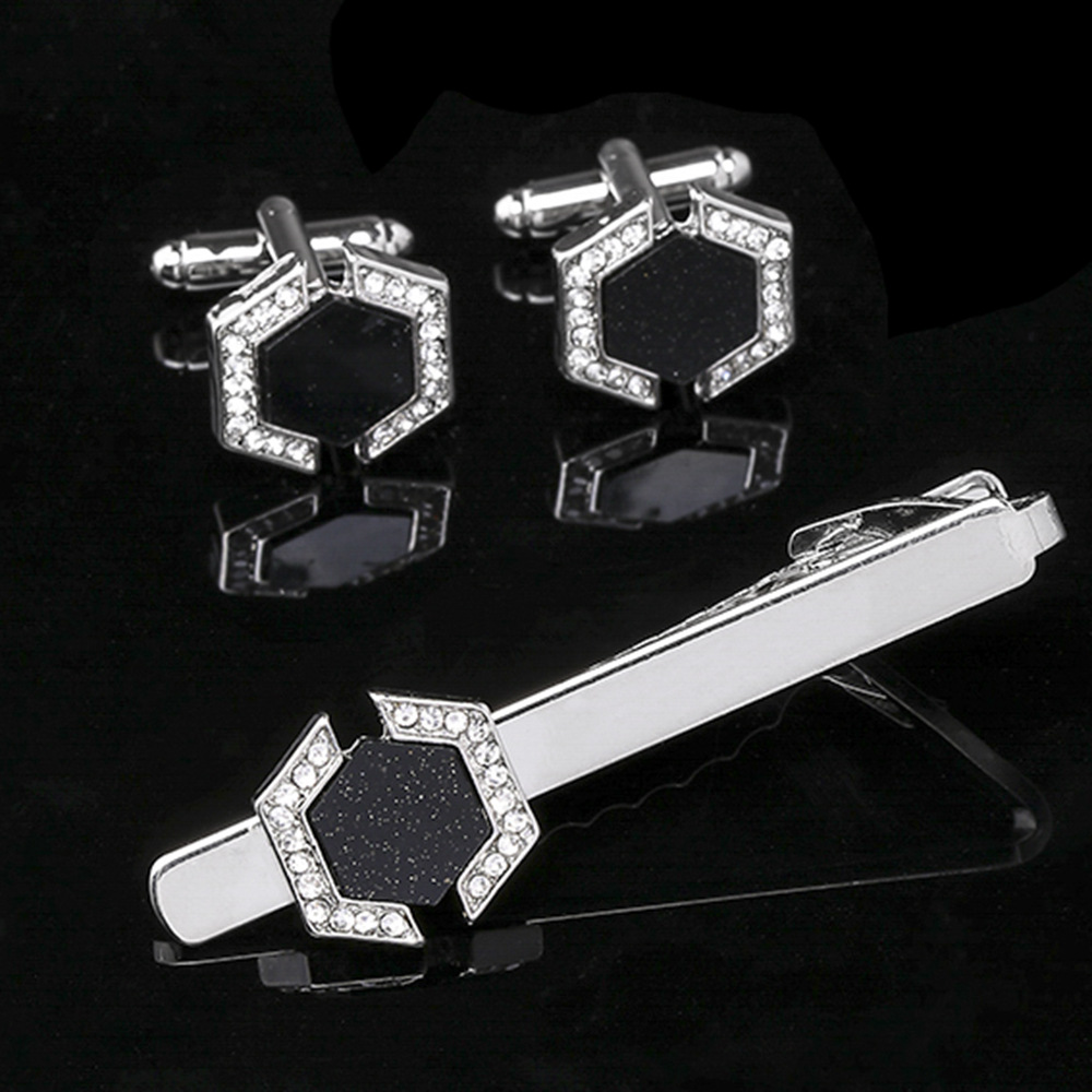 Men Formal Wear With Tie - 1 Par de Abotoaduras Geométricas Hexagonais
