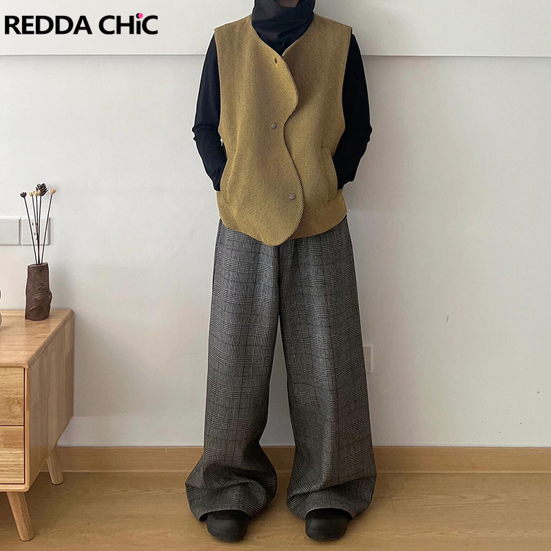 Dress Pant Flat Front - Reddachic masculino frente plana tartan terno