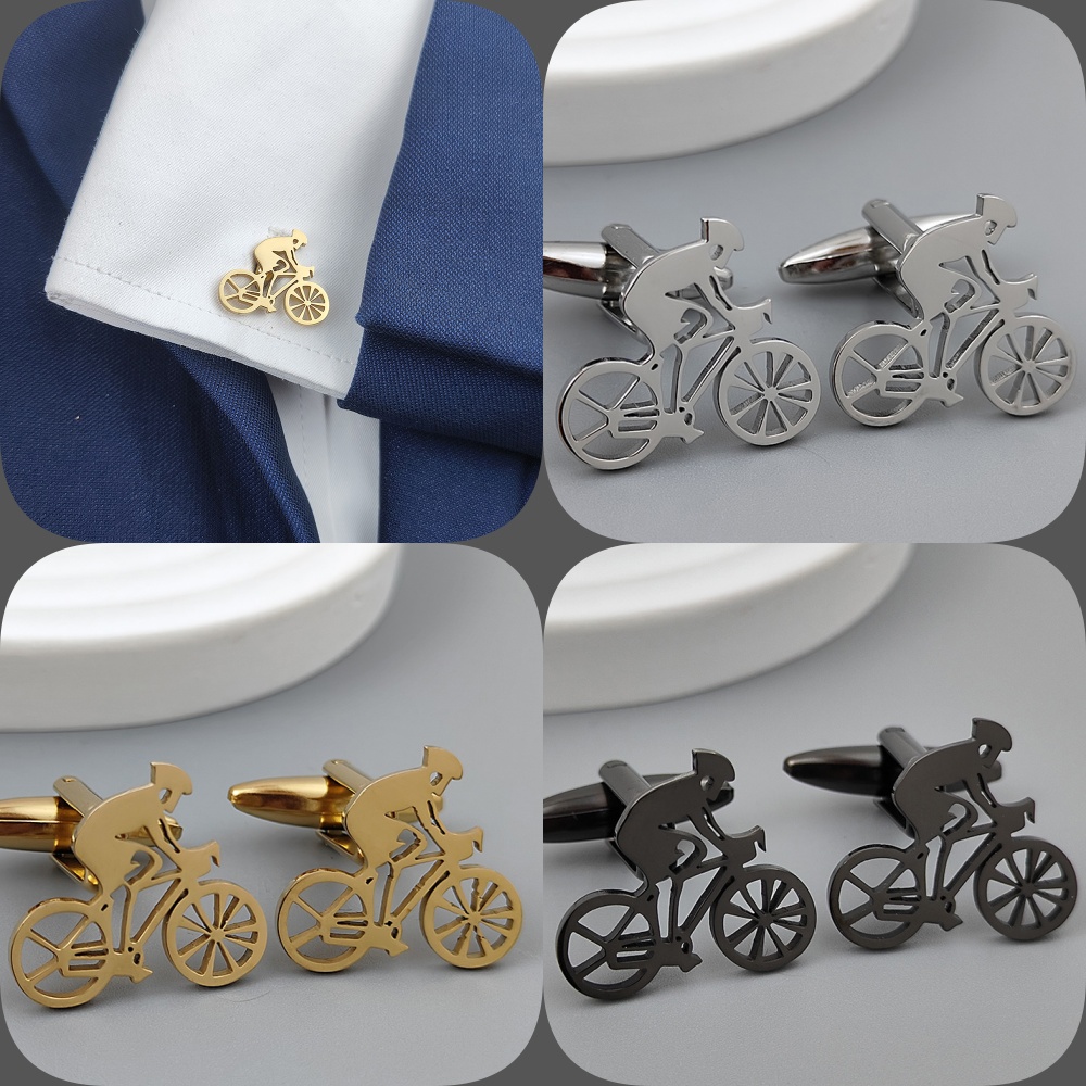 Men Formal Wear With Tie - Abotoaduras banhadas a ouro para bicicleta