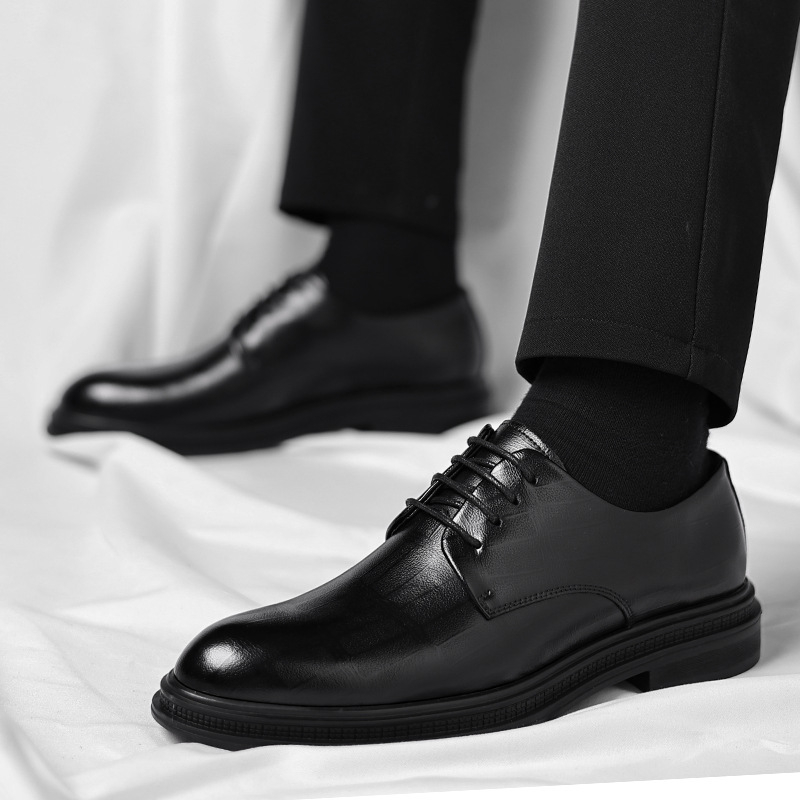 Men Formal Wear All Black - Sapatos masculinos de couro texturizado preto
