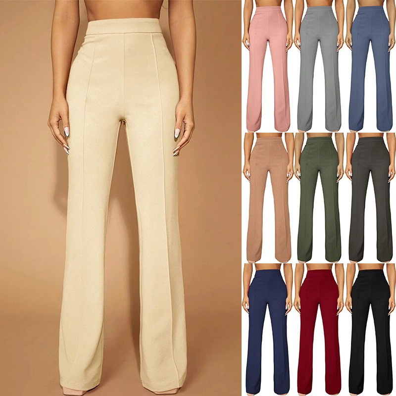 Dress Pant Flat Front - Calças Femininas de Verão com Cintura