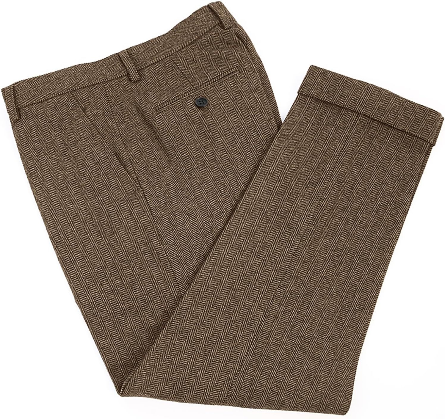 Dress Pant Flat Front - Calças de Tweed Herringbone Vintage com
