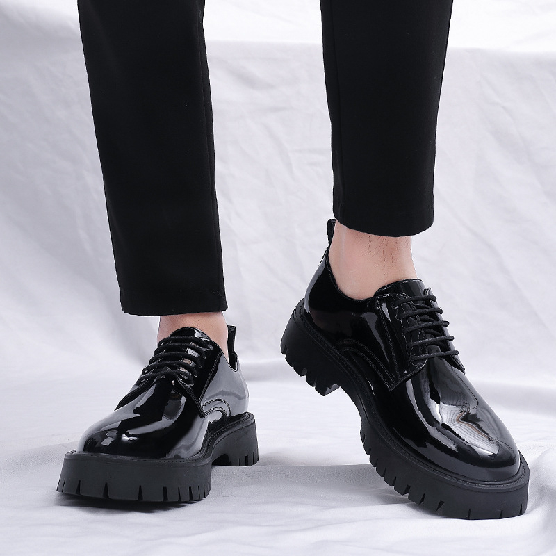 Men Formal Wear All Black - Sapatos Oxford Masculinos Pretos de Couro