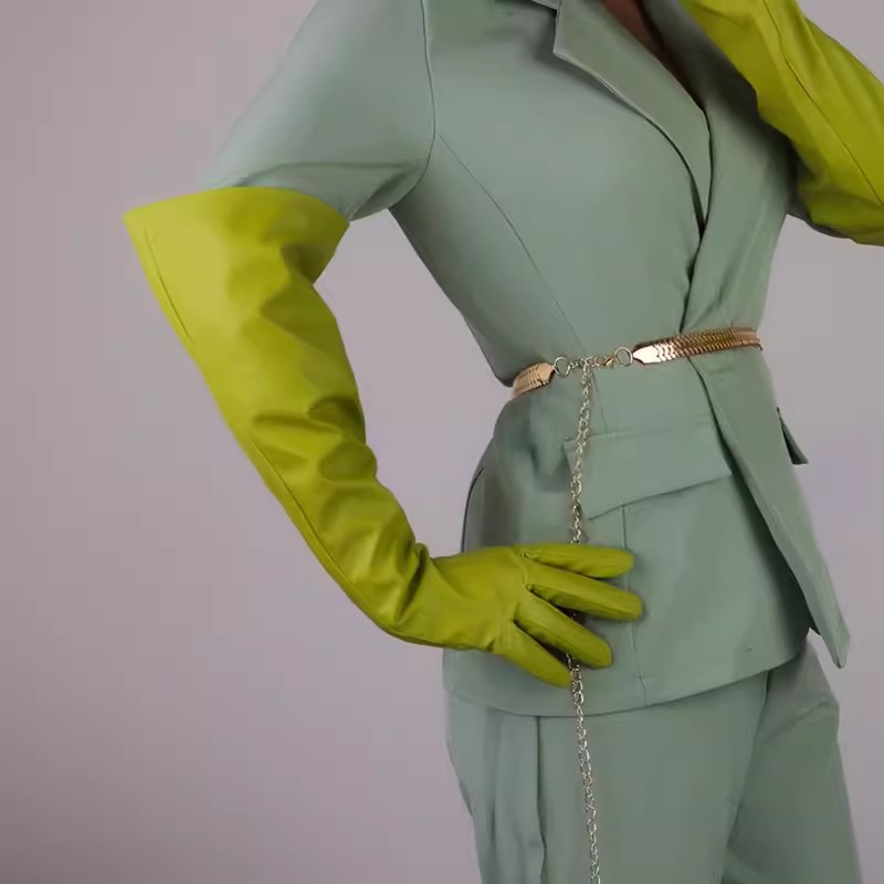 Formal Glove Leather - Luva Longa Verde de Couro PU
