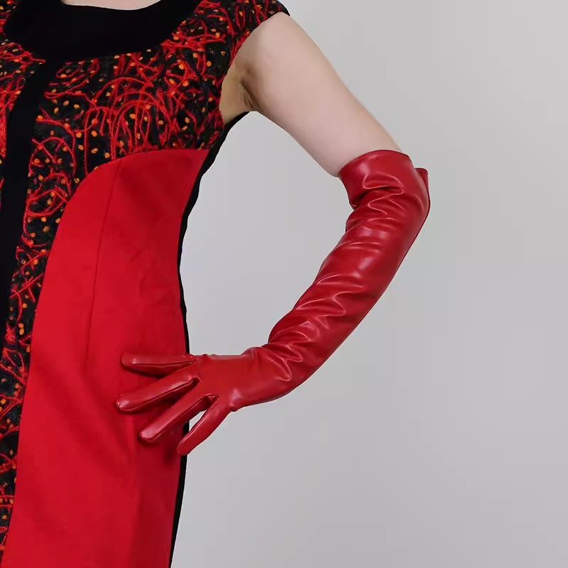 Pista feminina moda vermelho c - Formal Glove Leather avaliação e preço