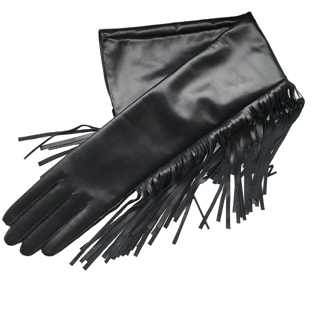 Feminino longo luvas franja ta - Formal Glove Leather avaliação e preço